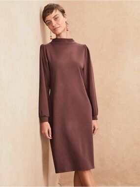 Garnet Hill | Audrey Mock-Neck Knit Dress | Size XL